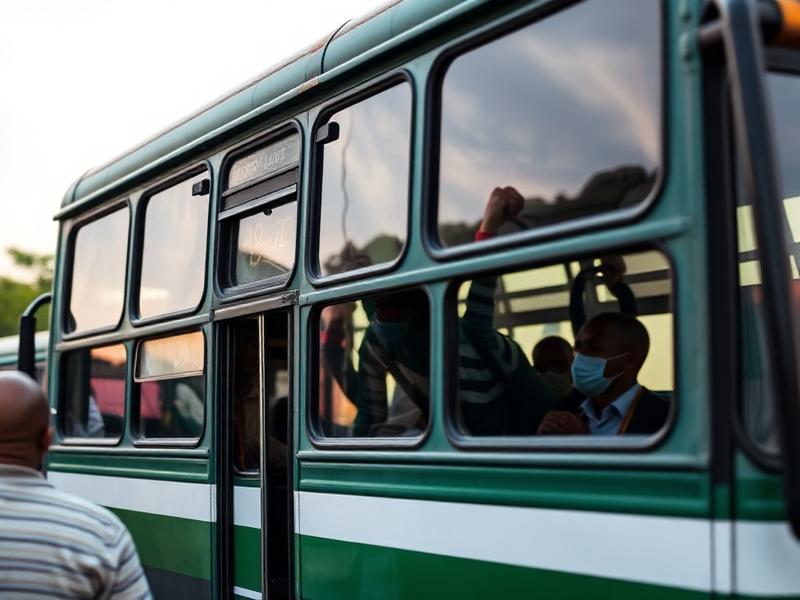 Matatu public service vehicle picking up passengers in Kenya