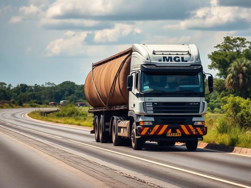 Commercial truck on a Kenyan highway monitored by GPS tracking